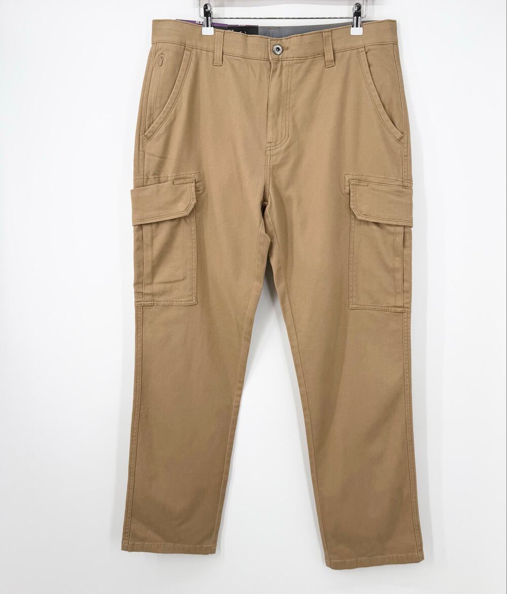 IRON CO Liberty Cargo Pants Men’s 36x32 Boardwalk Khaki Stretch NWT Straight